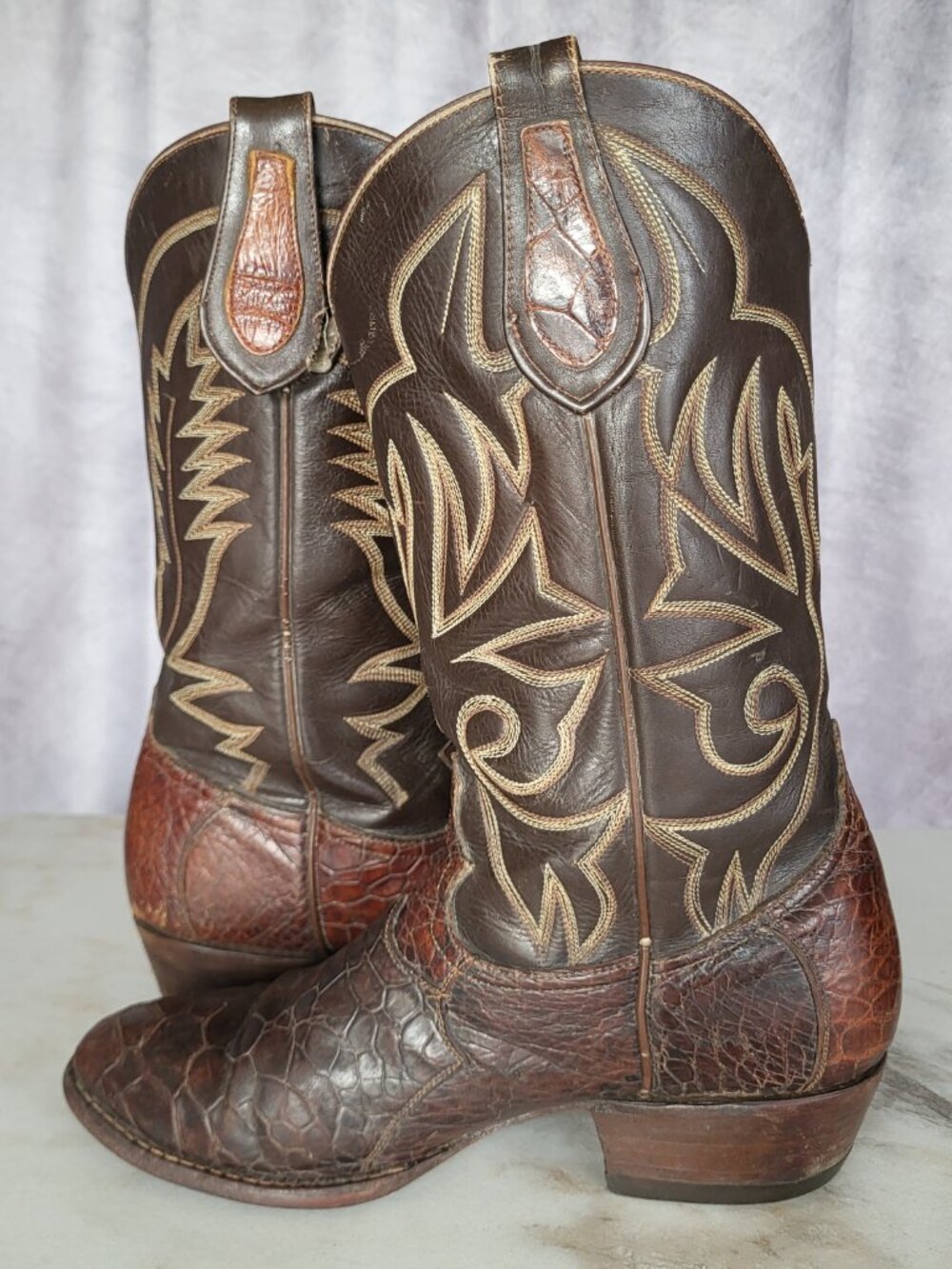 Masters Pre-Ban Vintage Turtle Western Cowboy Boots Brown Men's Size 8 - Picture 9 of 16